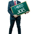 Business man holding board on the background, JOB Search