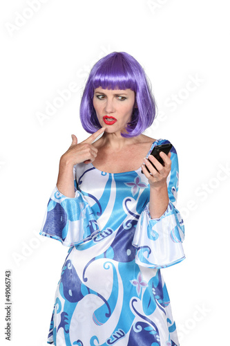 Photo: Woman wearing disco disguise Woman wearing disco disguise
