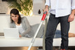 Man vacuuming