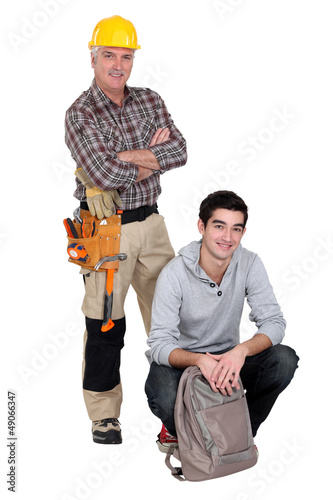 Photo: Carpenter and a student Carpenter and a student