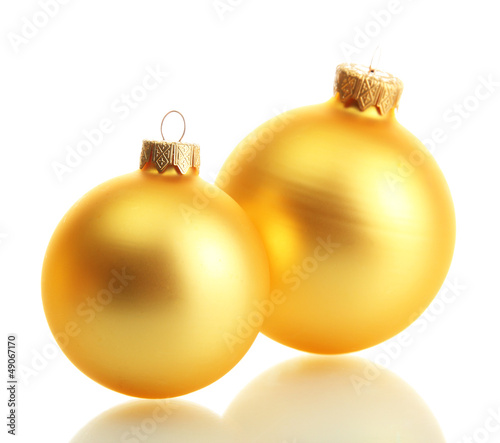 Photo: beautiful christmas balls, isolated on white beautiful christmas balls, isolated on white