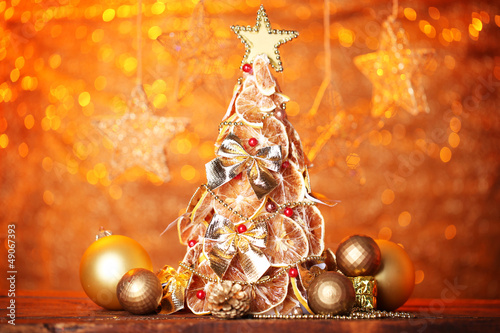 Photo: beautiful christmas tree of dry lemons with decor, beautiful christmas tree of dry lemons with decor,