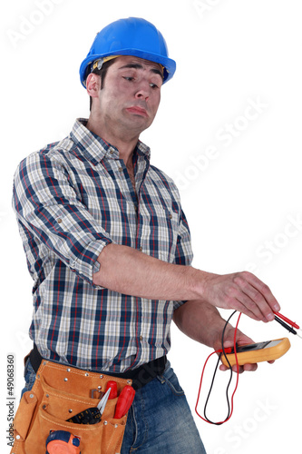 Photo: Nervous electrician Nervous electrician