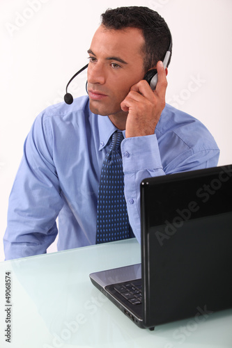Photo: Executive audio headphones and microphone Executive audio headphones and microphone