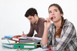 Students working at desks