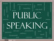 Public Speaking Word Cloud Concept on a Blackboard