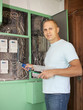 electrician works with electric