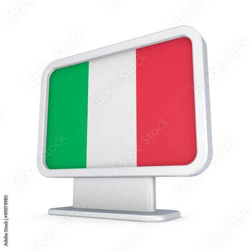 Illustration: Italian flag in a lightbox. Italian flag in a lightbox.