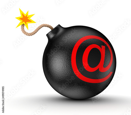 Illustration: AT symbol on a black bomb. AT symbol on a black bomb.