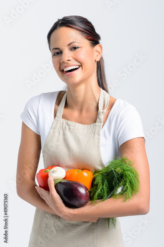 Photo: Smiling woman with fresh produce Smiling woman with fresh produce