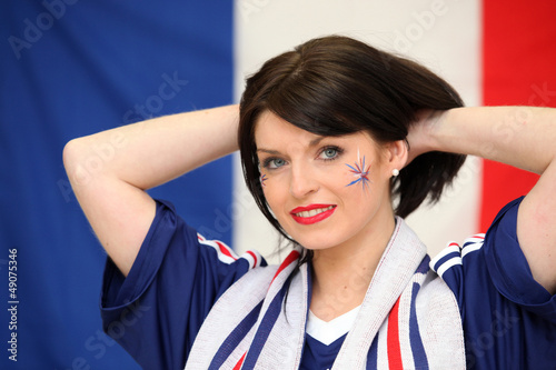 Photo: Female French soccer supporter Female French soccer supporter