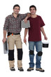 Two men preparing to tile bathroom