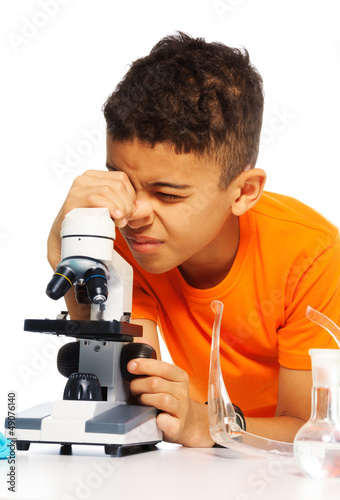 Photo: Boy and biology class Boy and biology class