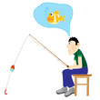 Vector: Illustration men thinking about fishing Illustration men thinking about fishing