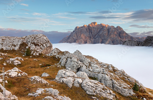 Photo: Beautiful summer landscape in the mountains. Sunrise - Italy Dol Beautiful summer landscape in the mountains. Sunrise - Italy Dol