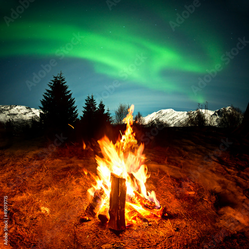 Photo: Camp Fire Watching Northern Lights Camp Fire Watching Northern Lights