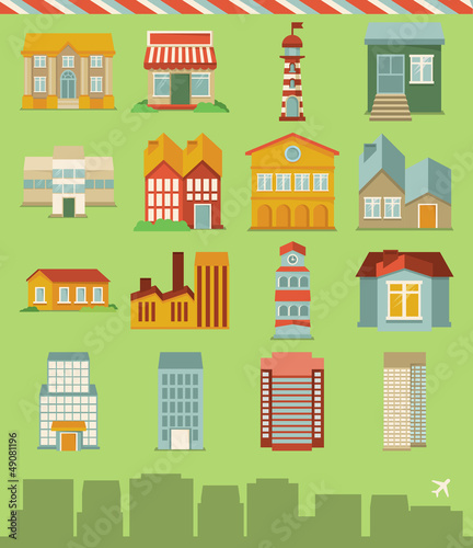 Vector: Vector set with buildings icons Vector set with buildings icons