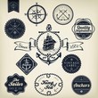 Vektor: Set Of Vintage Retro Nautical Badges And Labels Set Of Vintage Retro Nautical Badges And Labels