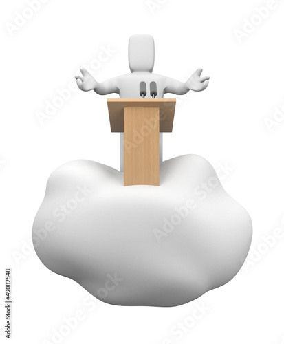 Illustration: Speaking person floating on cloud Speaking person floating on cloud