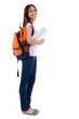 Full body Asian adult student.