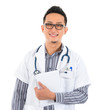 Asian medical doctor with tablet computer