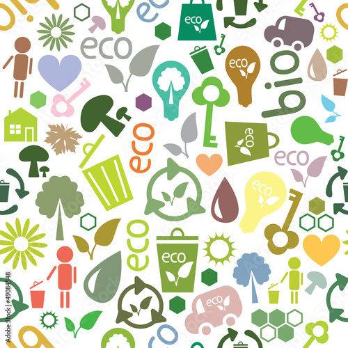 Vector: colored seamless pattern of ecological symbols colored seamless pattern of ecological symbols