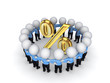 3d small people around percents symbol.