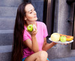 woman with fruit