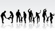 Silhouette of parents and children
