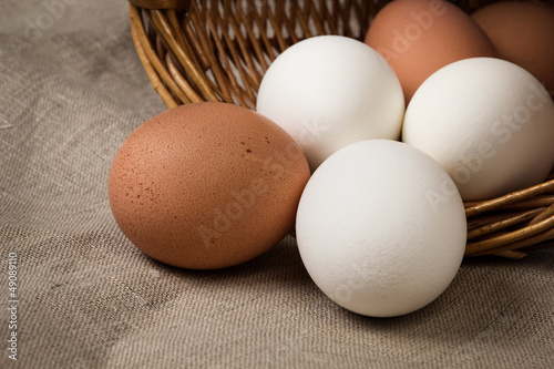 Photo: eggs on a burlap eggs on a burlap
