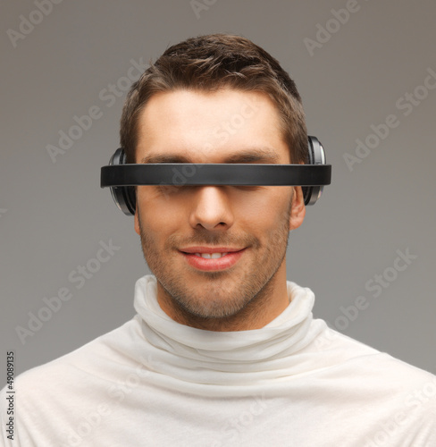 Photo: man with futuristic glasses man with futuristic glasses