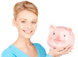 lovely woman with piggy bank