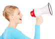 happy woman with megaphone