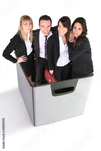 Photo: high-spirited foursome in box high-spirited foursome in box