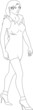 The girl in a dress and on heels