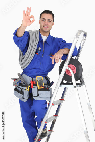 Photo: Tradesman giving the a-ok sign Tradesman giving the a-ok sign