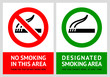 No smoking and Smoking area labels - Set 4