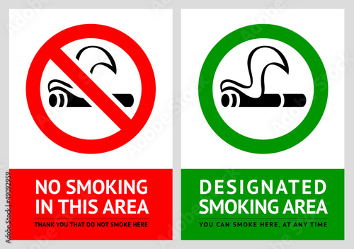 Vector: No smoking and Smoking area labels - Set 5 No smoking and Smoking area labels - Set 5