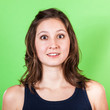 Beautiful Woman on Green Background