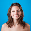 Beautiful Woman on Blue Background