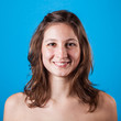 Beautiful Woman on Blue Background
