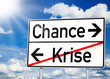 Wegweiser mit Chance und Krise