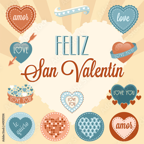 Vector: Conjunto vintage para San Valentín Conjunto vintage para San Valentín