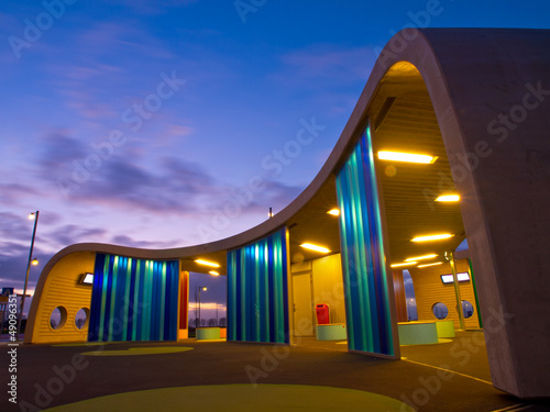 Photo: Colored bus station Colored bus station