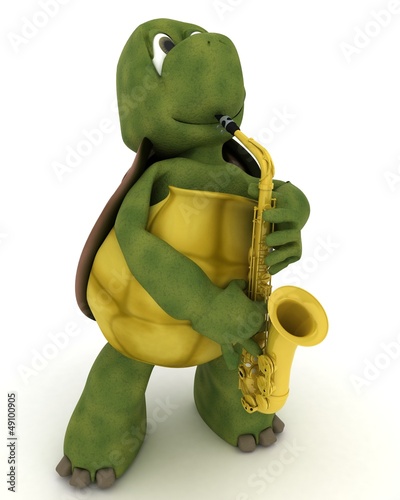 Illustration: tortoise playing the saxophone tortoise playing the saxophone