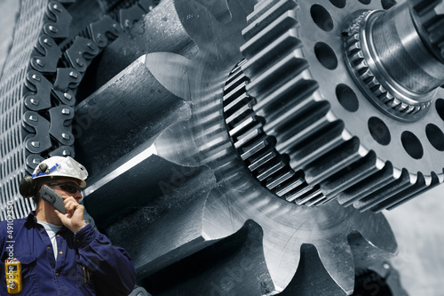 Photo: gears and cogs machinery driven by timing chain gears and cogs machinery driven by timing chain