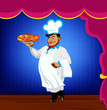 Funny Chef and italian pizza.Best food for gourmet