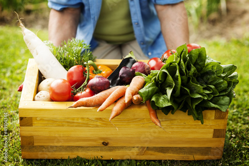 Photo: Wooden box filled fresh vegetables Wooden box filled fresh vegetables