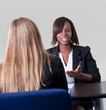 Attractive female applicant showing documents