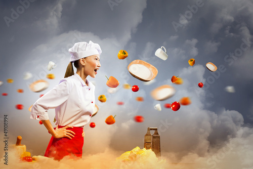 Photo: Asian female cook in anger Asian female cook in anger